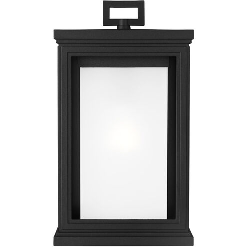 Terni 1 Light 14 inch Textured Black Outdoor Wall Lantern, White Opal Glass