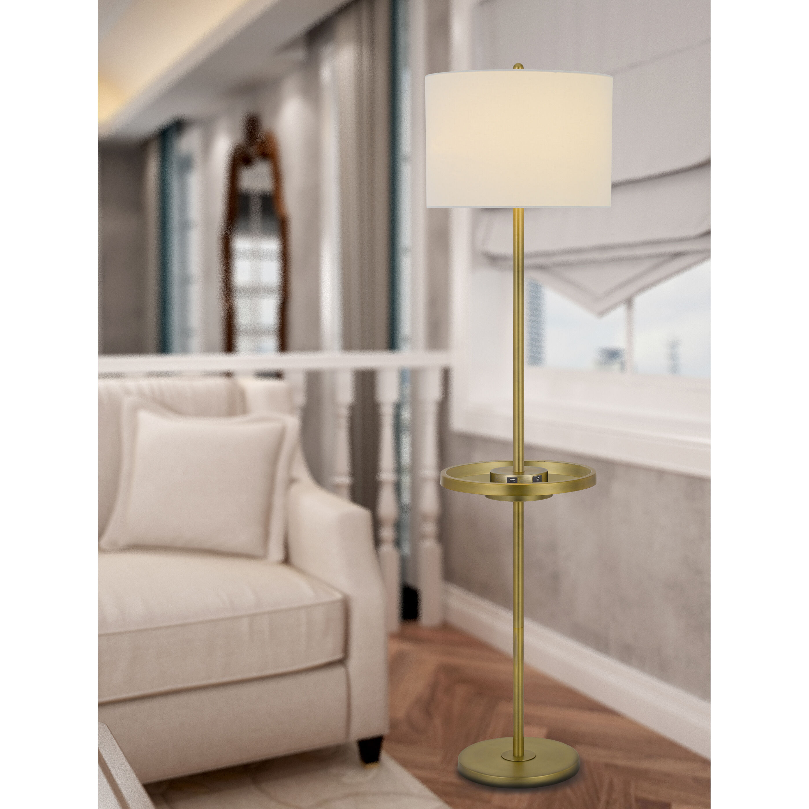 Crofton 62 inch 150.00 watt Antique Brass Floor Lamp Portable Light