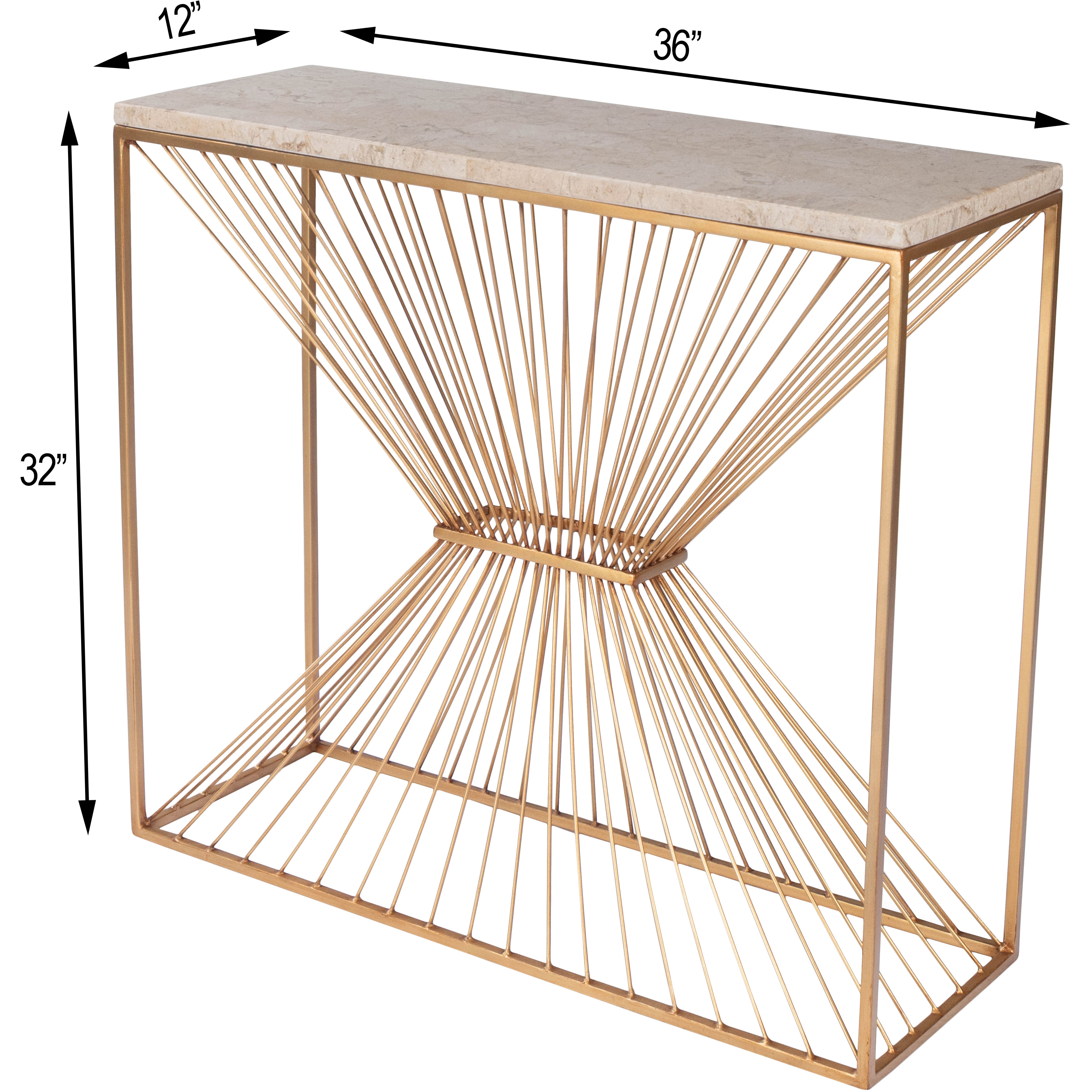 Cosmo Fossil Stone & Metal Console Table