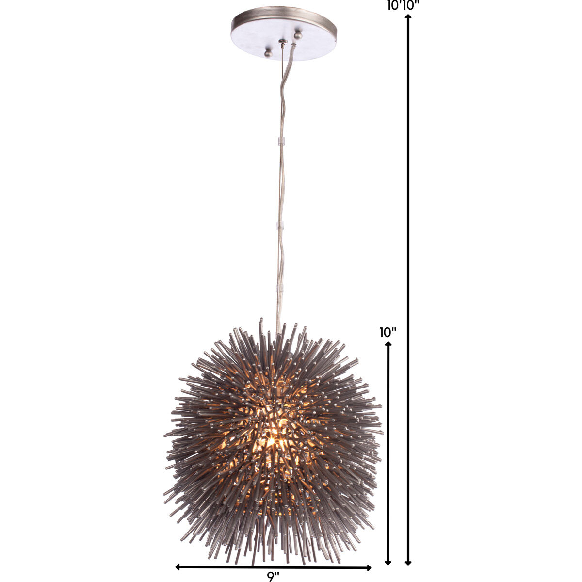 Urchin 1 Light 9 inch Painted Chrome Mini Pendant Ceiling Light