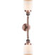 Franklin Restoration Small Bell 2 Light 16 inch Antique Copper Bath Vanity Light Wall Light in Matte White Glass, Franklin Restoration