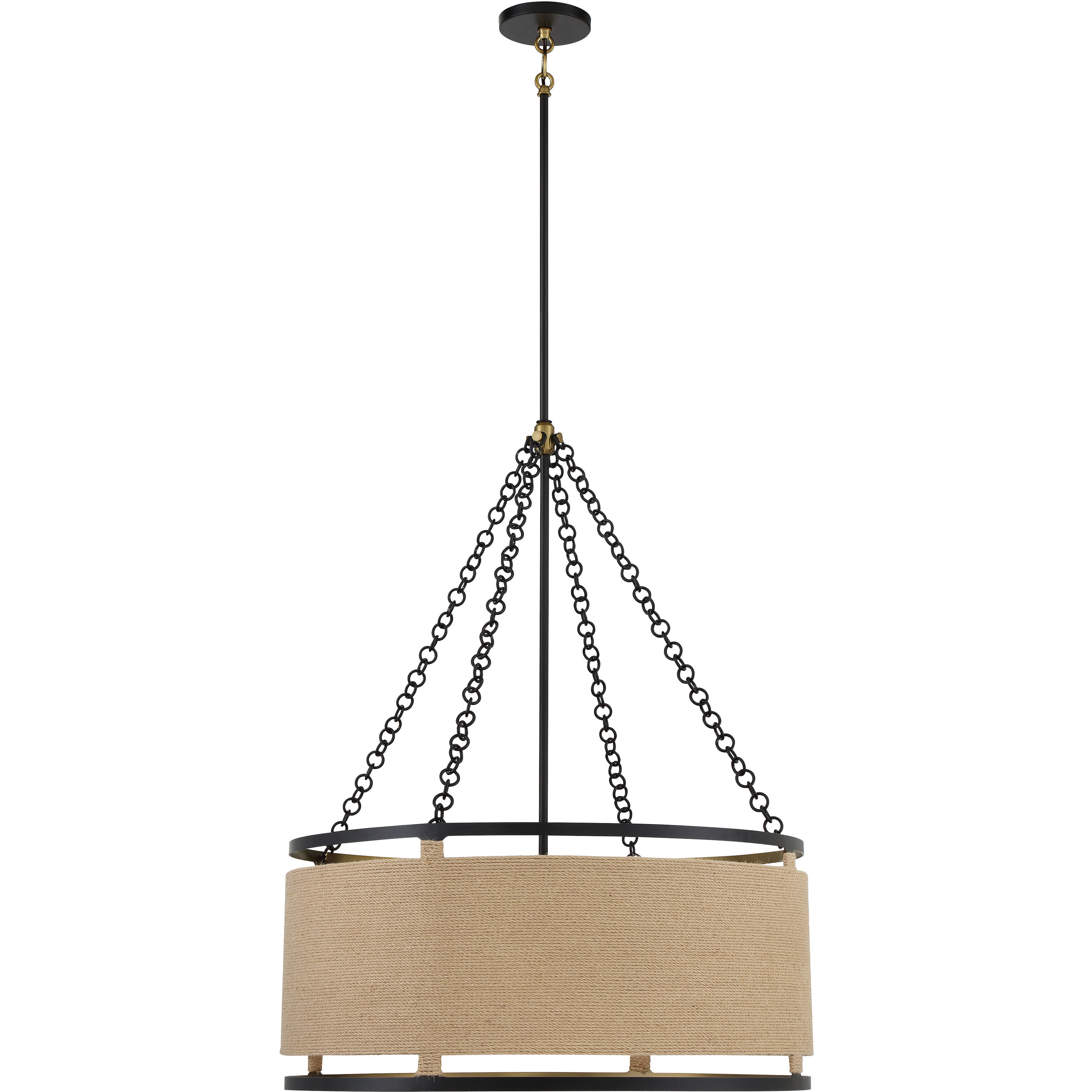 Windward Passage 6 Light 26.5 inch Coal And Soft Brass Pendant Ceiling Light in Coal/Soft Brass