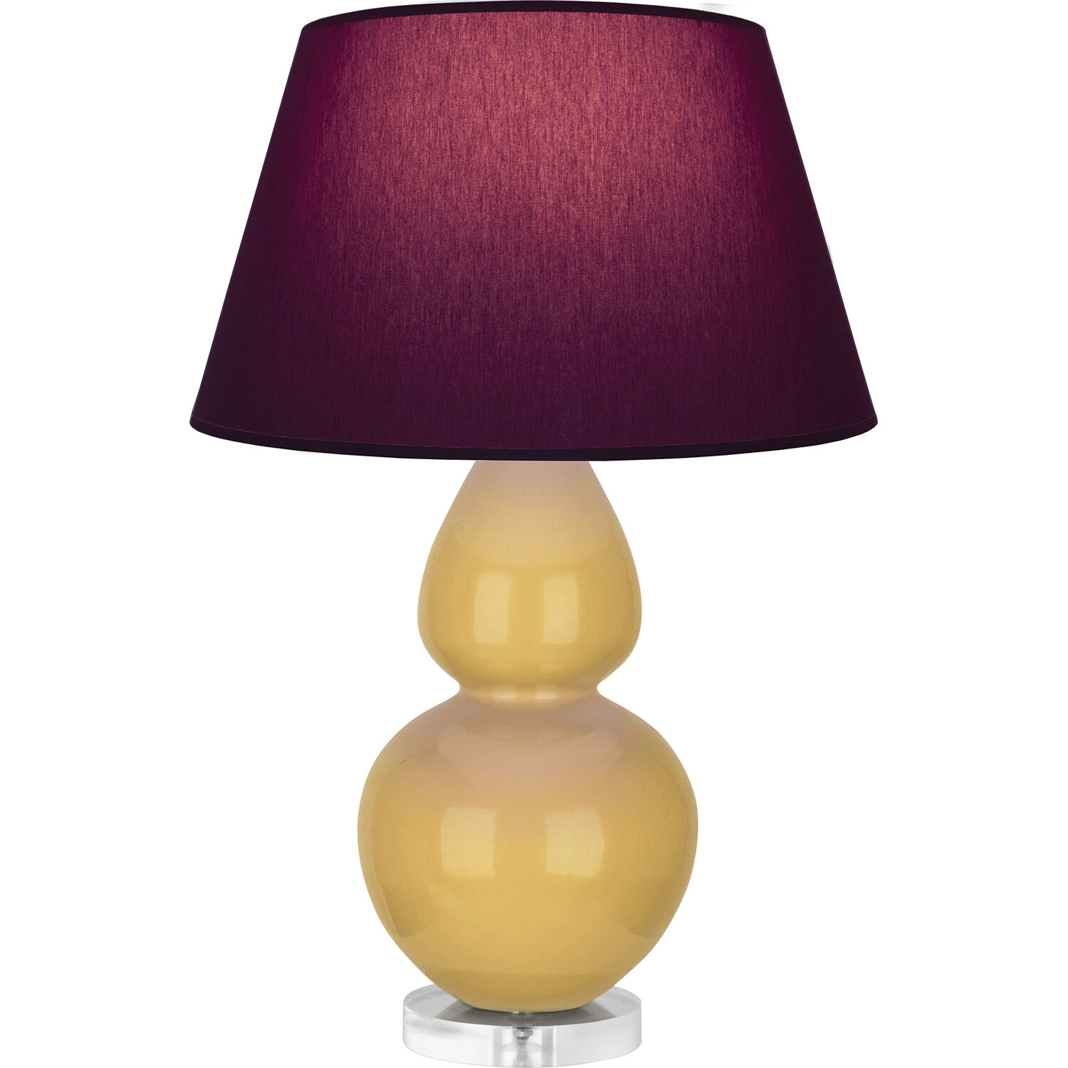 Double Gourd 30 inch 150 watt Sunset Glazed Ceramic with Lucite Base Table Lamp Portable Light in Sunset Yellow, Plum with Lavender