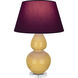 Double Gourd 30 inch 150 watt Sunset Glazed Ceramic with Lucite Base Table Lamp Portable Light in Sunset Yellow, Plum with Lavender