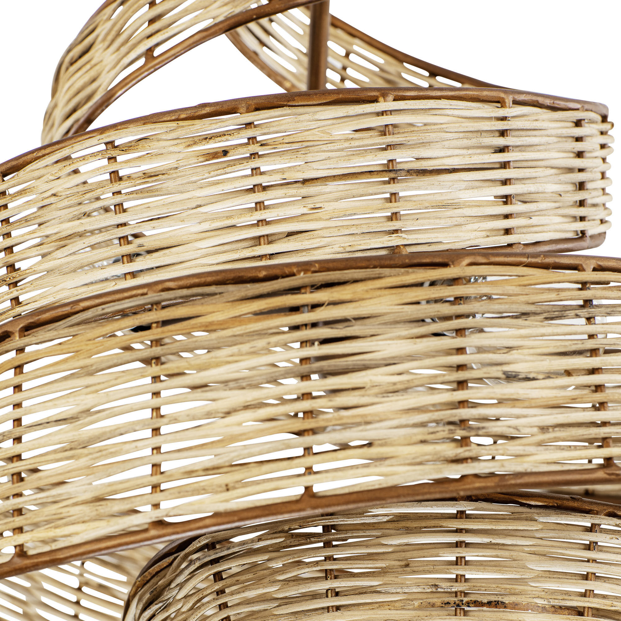 Flow 3 Light 18 inch Baguette and Natural Rattan Pendant Ceiling Light in Baguette/Natural Rattan, Smithsonian Collaboration