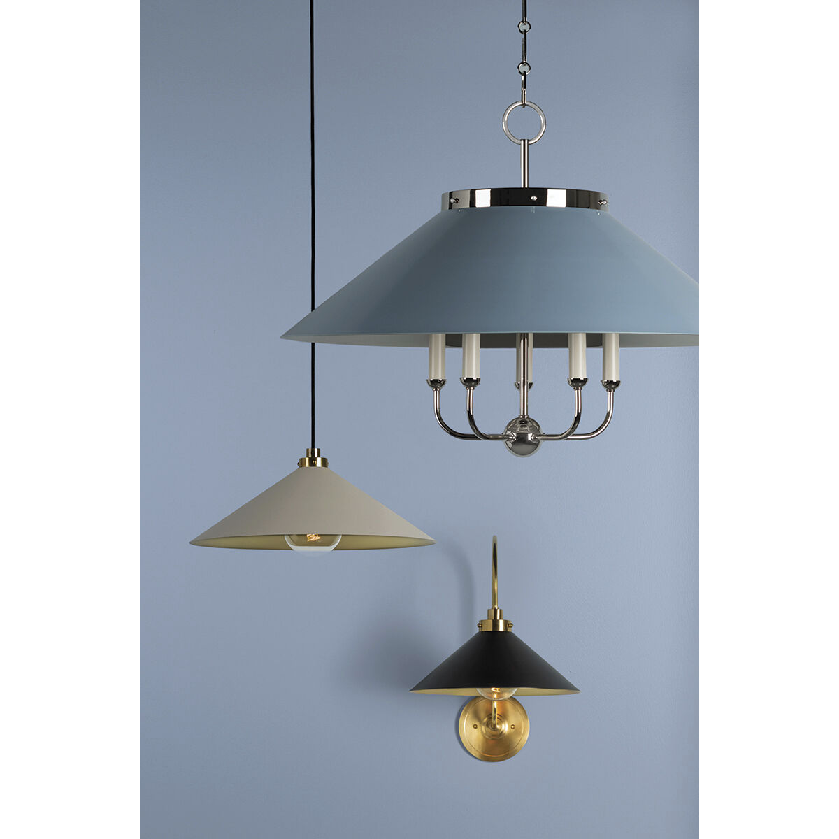 Clivedon 5 Light 27.5 inch Polished Nickel/Blue Bird Chandelier Ceiling Light