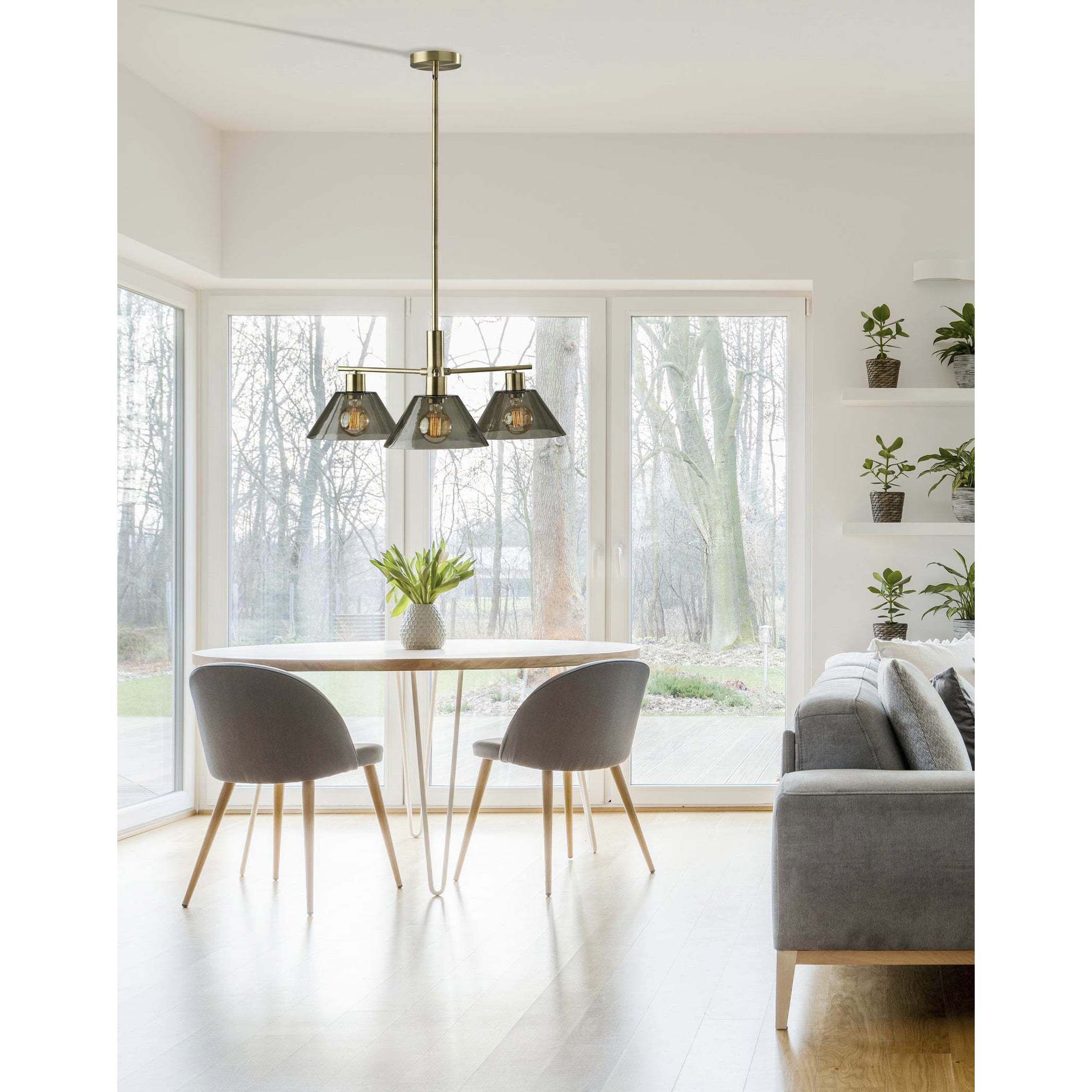 Zoe 3 Light 25.5 inch Antique Brass Chandelier Ceiling Light