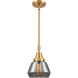 Franklin Restoration Fulton 1 Light 7 inch Satin Gold Mini Pendant Ceiling Light in Light Smoke Glass