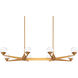 Double Bubble Linear Chandelier Ceiling Light in Aged Brass