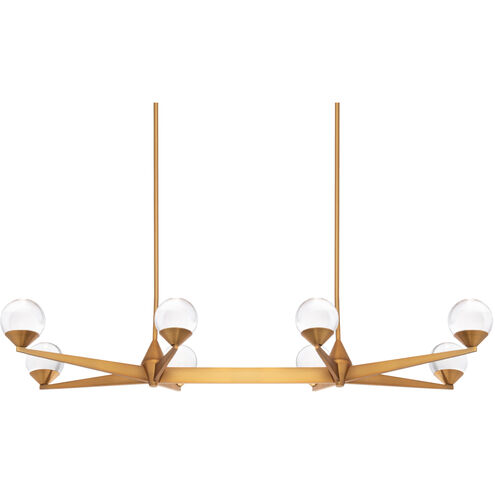 Double Bubble Linear Chandelier Ceiling Light in Aged Brass