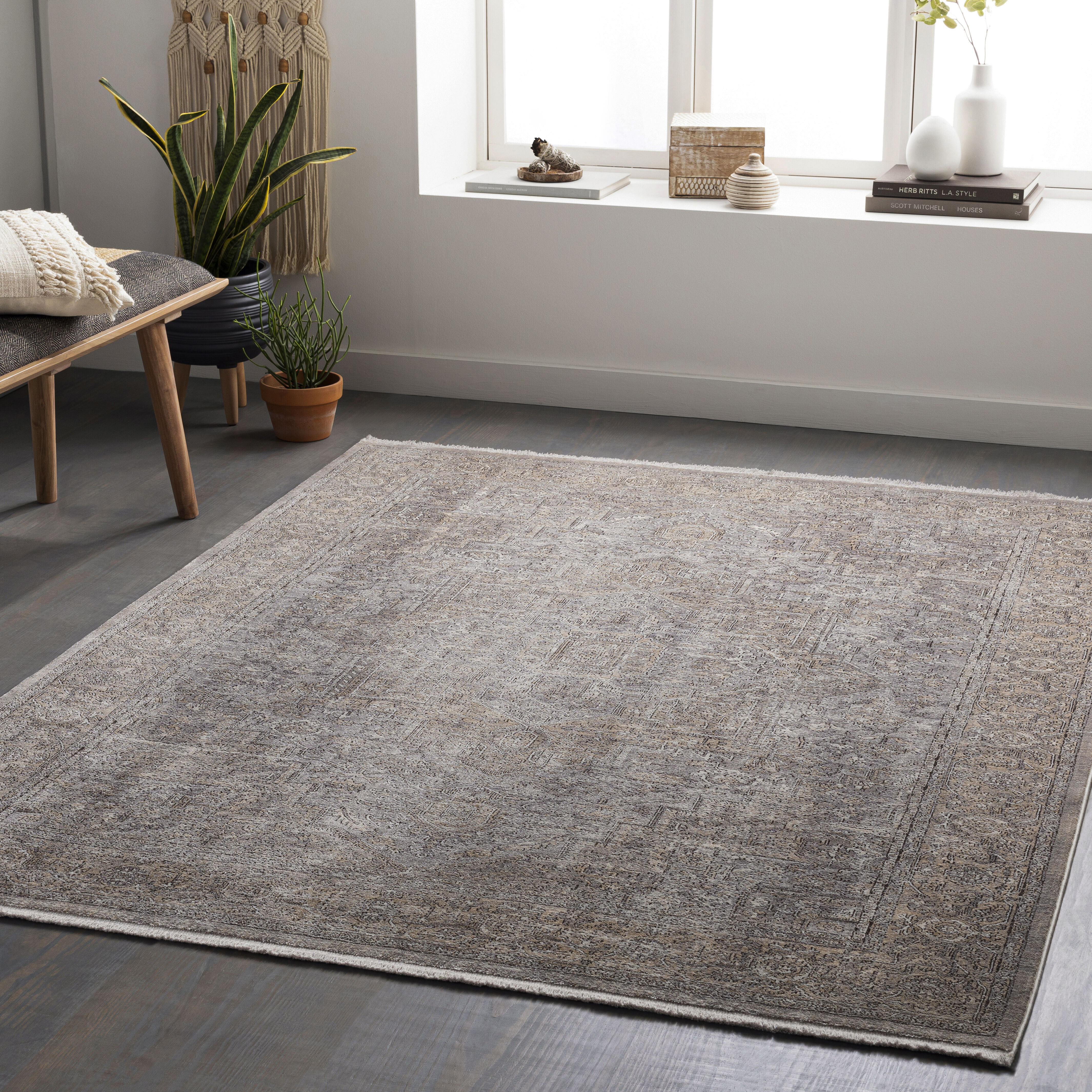 Eclipse 87 X 63 inch Light Gray Rug in 5 x 8, Rectangle