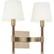 Katie 2 Light Time Worn Brass / Saddle Leather Wall Sconce Wall Light