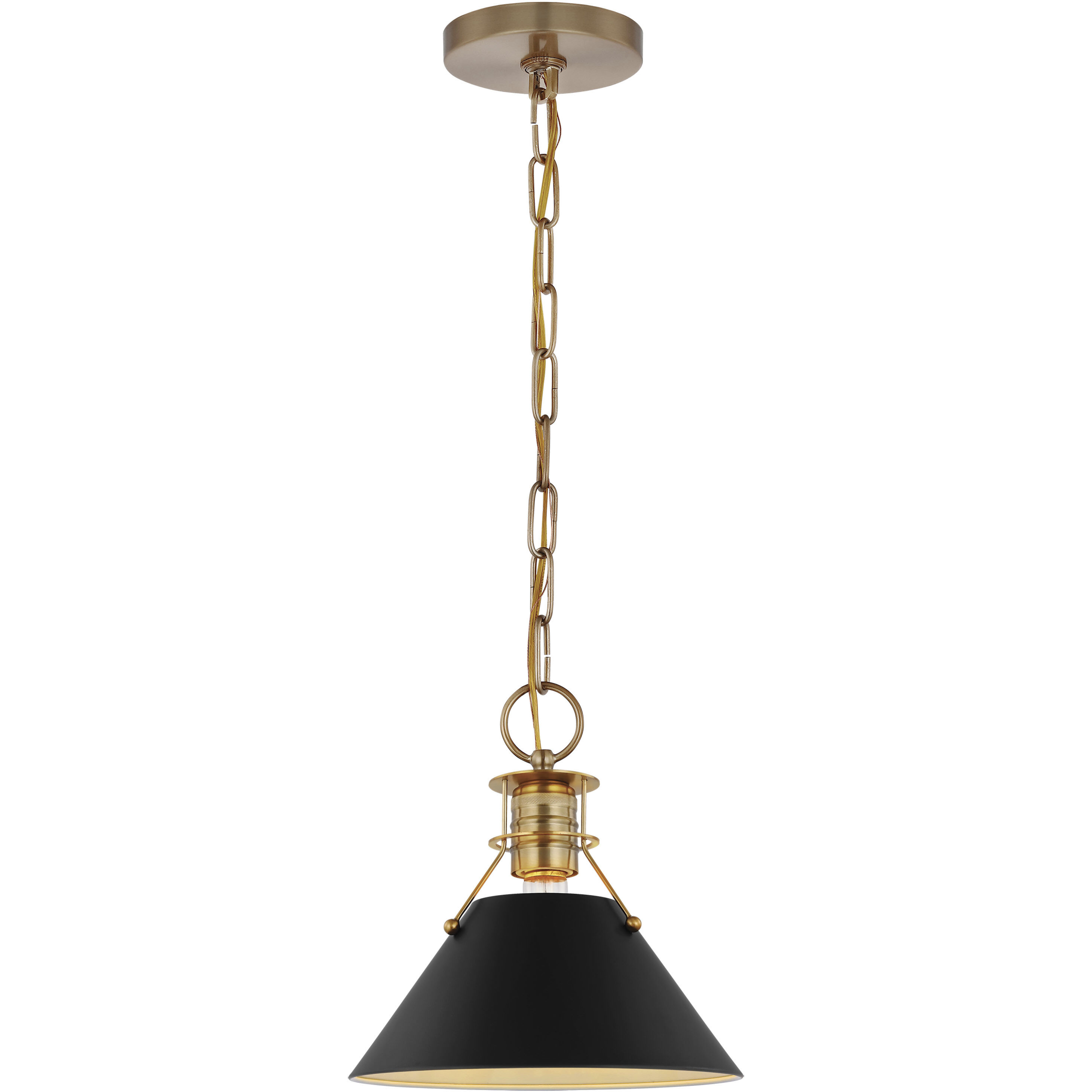 Outpost 1 Light 10 inch Matte Black/Burnished Brass Pendant Ceiling Light
