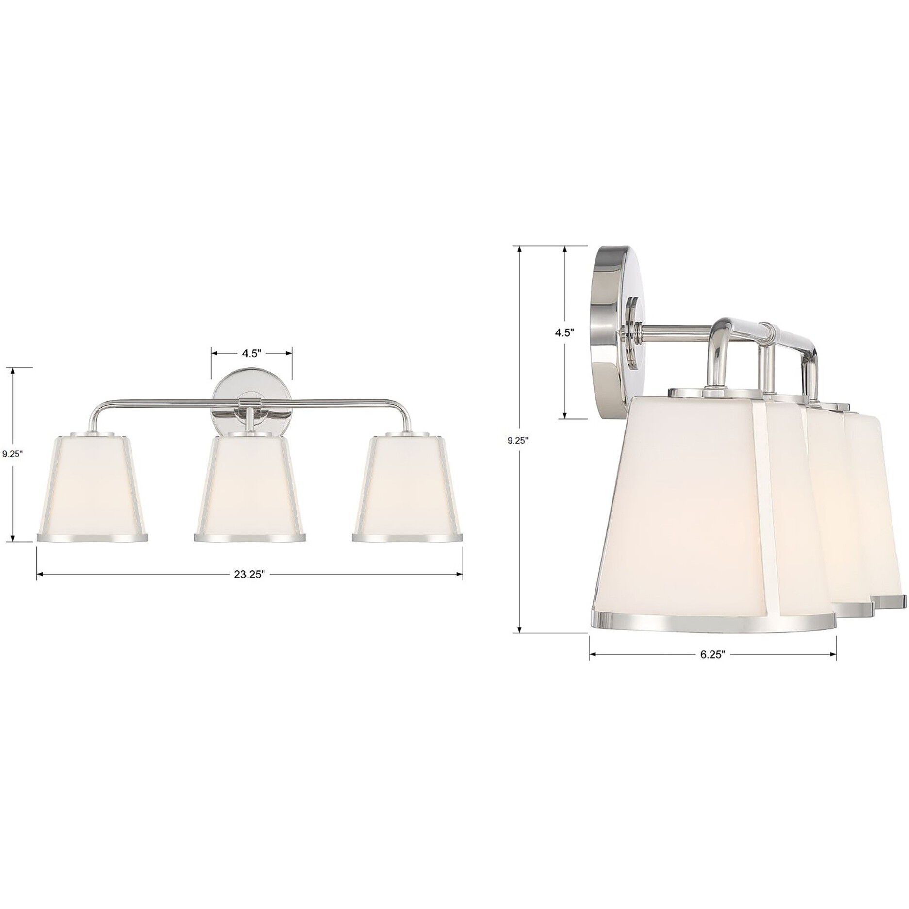 Fulton Bath Vanity Light Wall Light in Polished Nickel, White