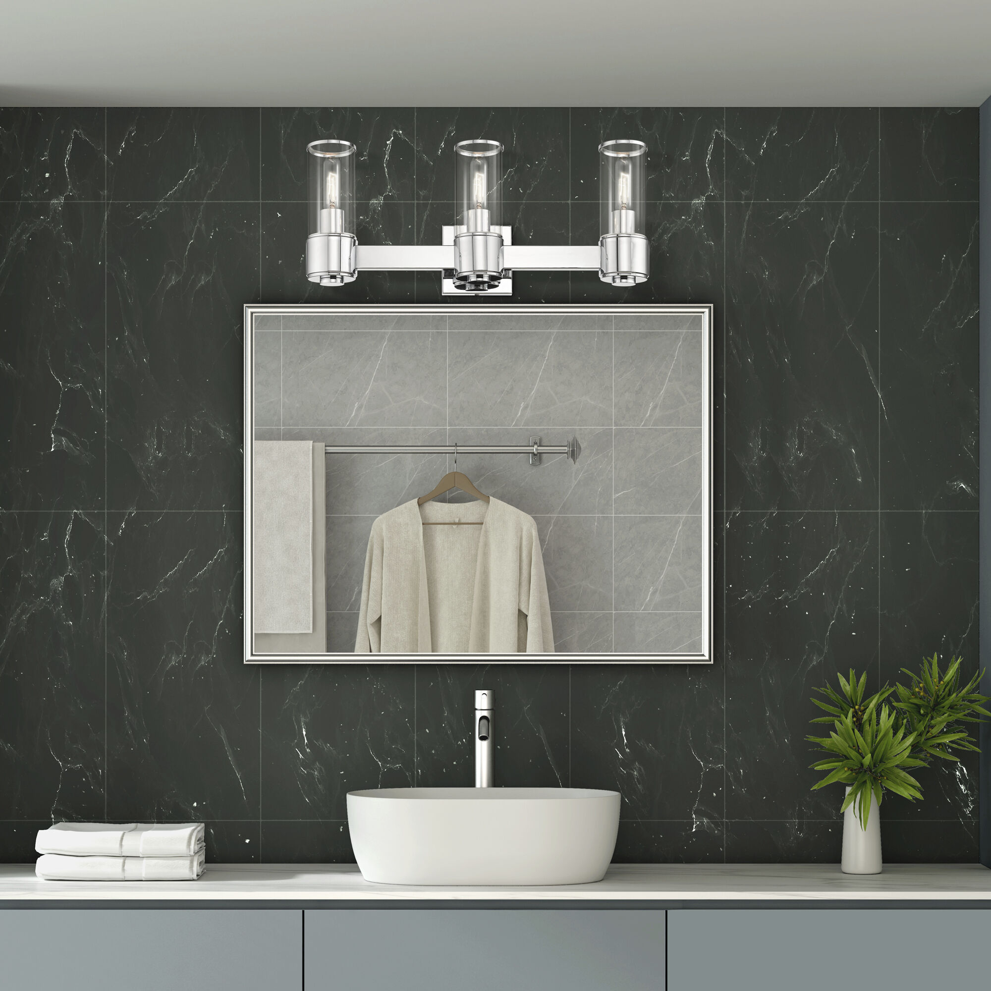 Quincy 3 Light 22.5 inch Polished Chrome Vanity Wall Sconce Wall Light