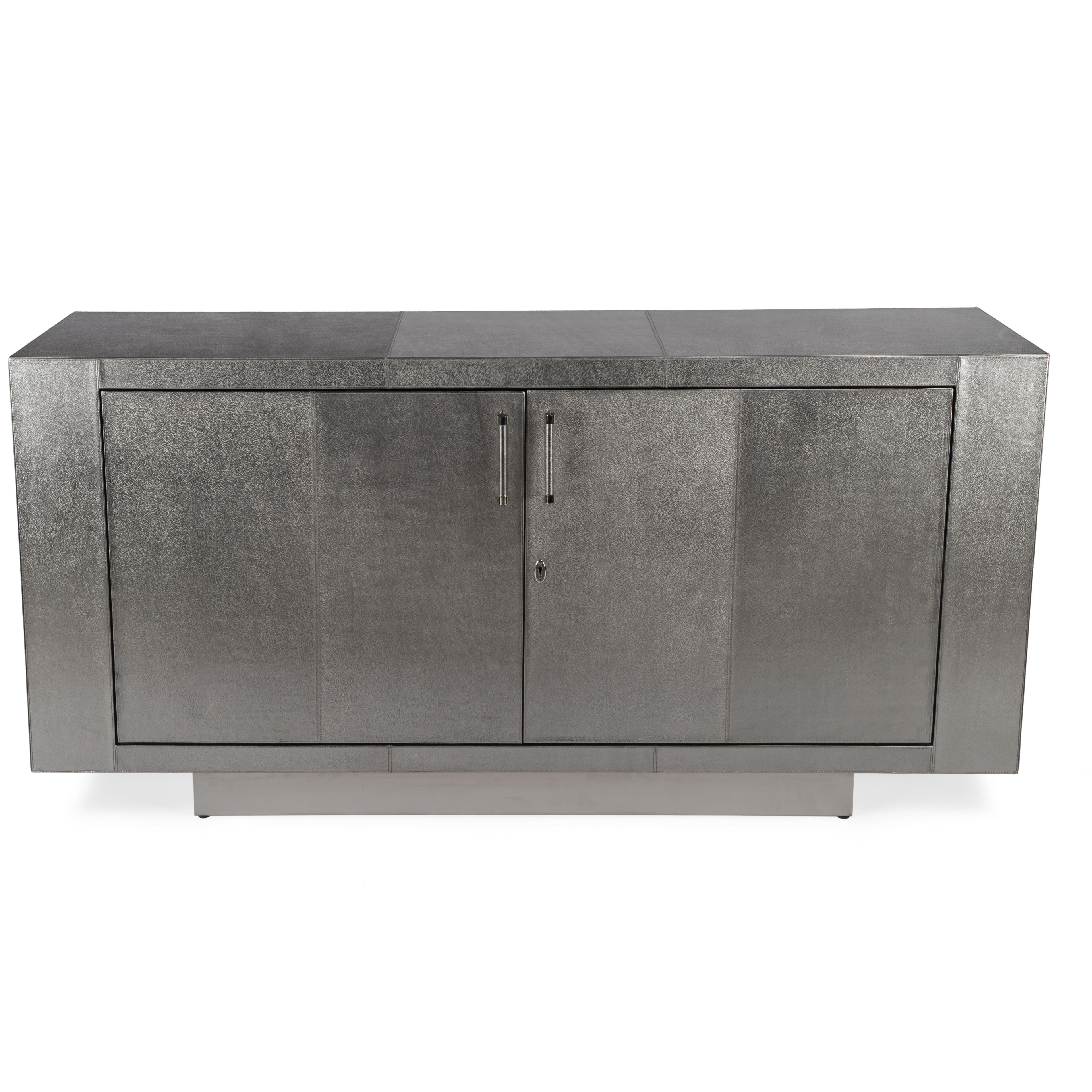 Francois Silver Leather 70.5" Buffet Sideboard in Silver