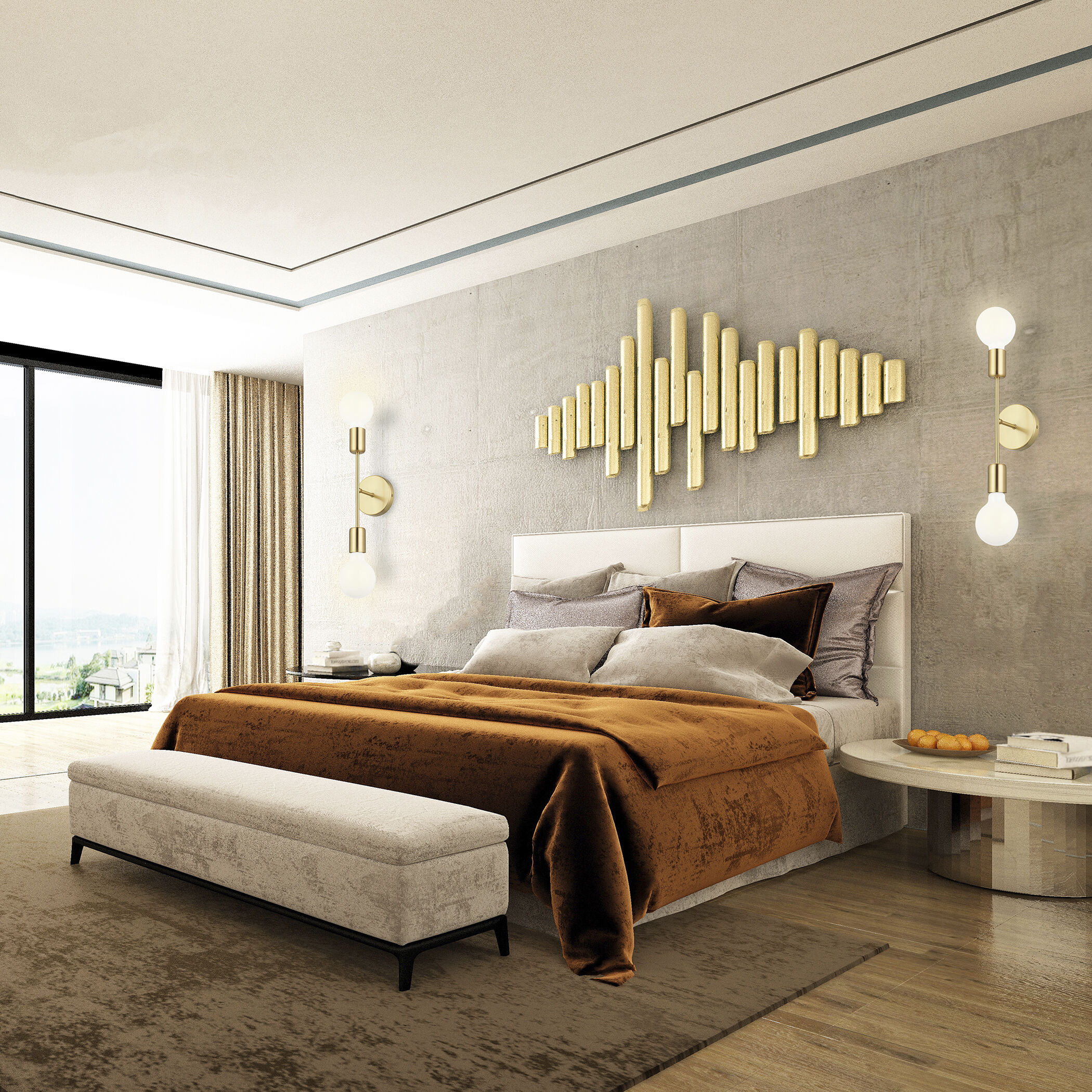 Avondale 2 Light 5 inch Brushed Gold Open Bulb Wall Sconce Wall Light