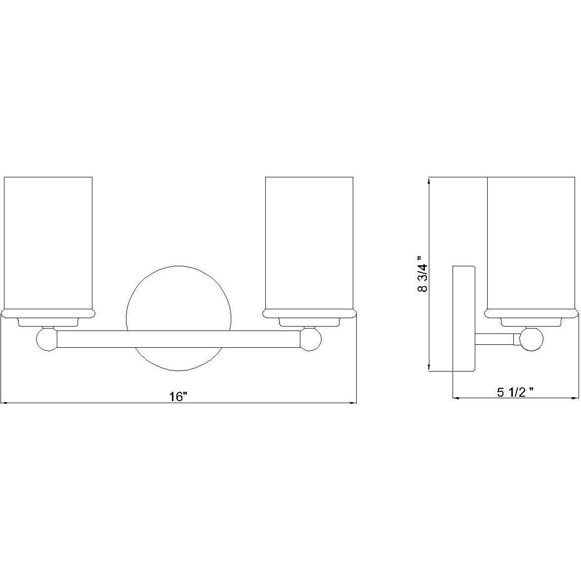 Thayer 2 Light 16 inch Matte Black Vanity Wall Light