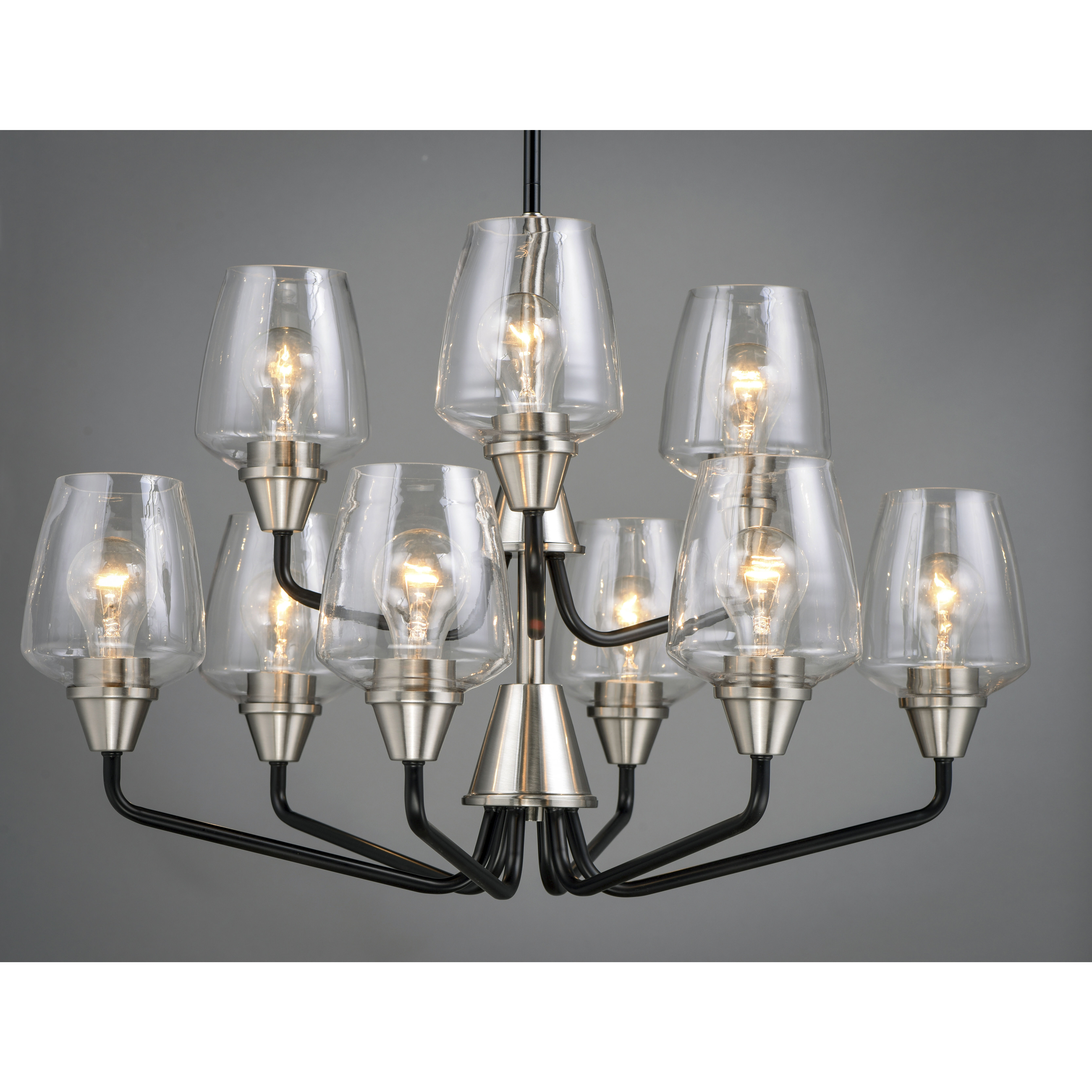 Goblet 9 Light 27 inch Black/Satin Nickel Multi-Tier Chandelier Ceiling Light in Black and Satin Nickel