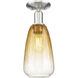 Downtown Urban Brookhaven Almond 1 Light 6 inch Brushed Satin Nickel Semi-Flush Mount Ceiling Light in Amber Glass