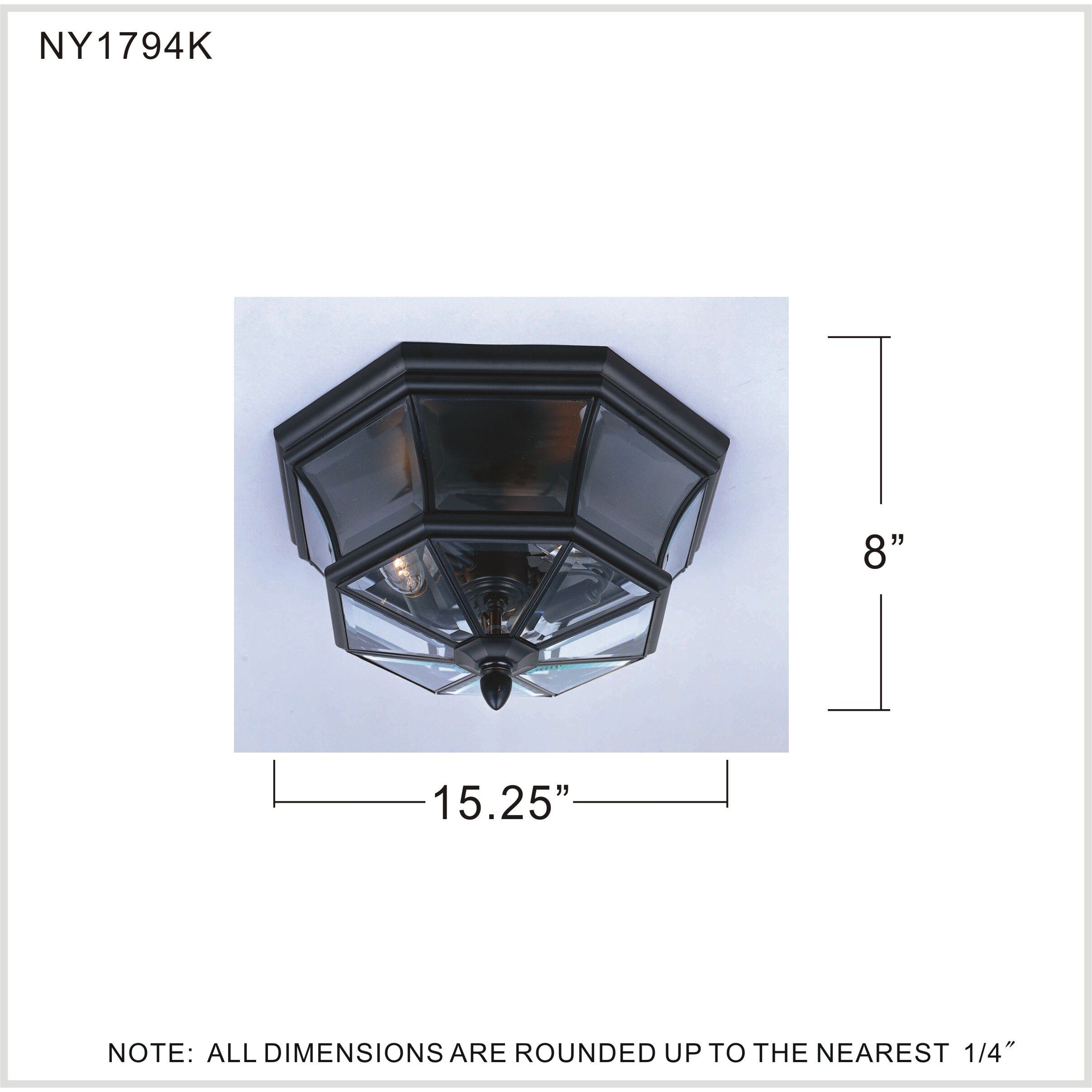 Newbury 3 Light 15 inch Mystic Black Outdoor Semi-Flush Mount