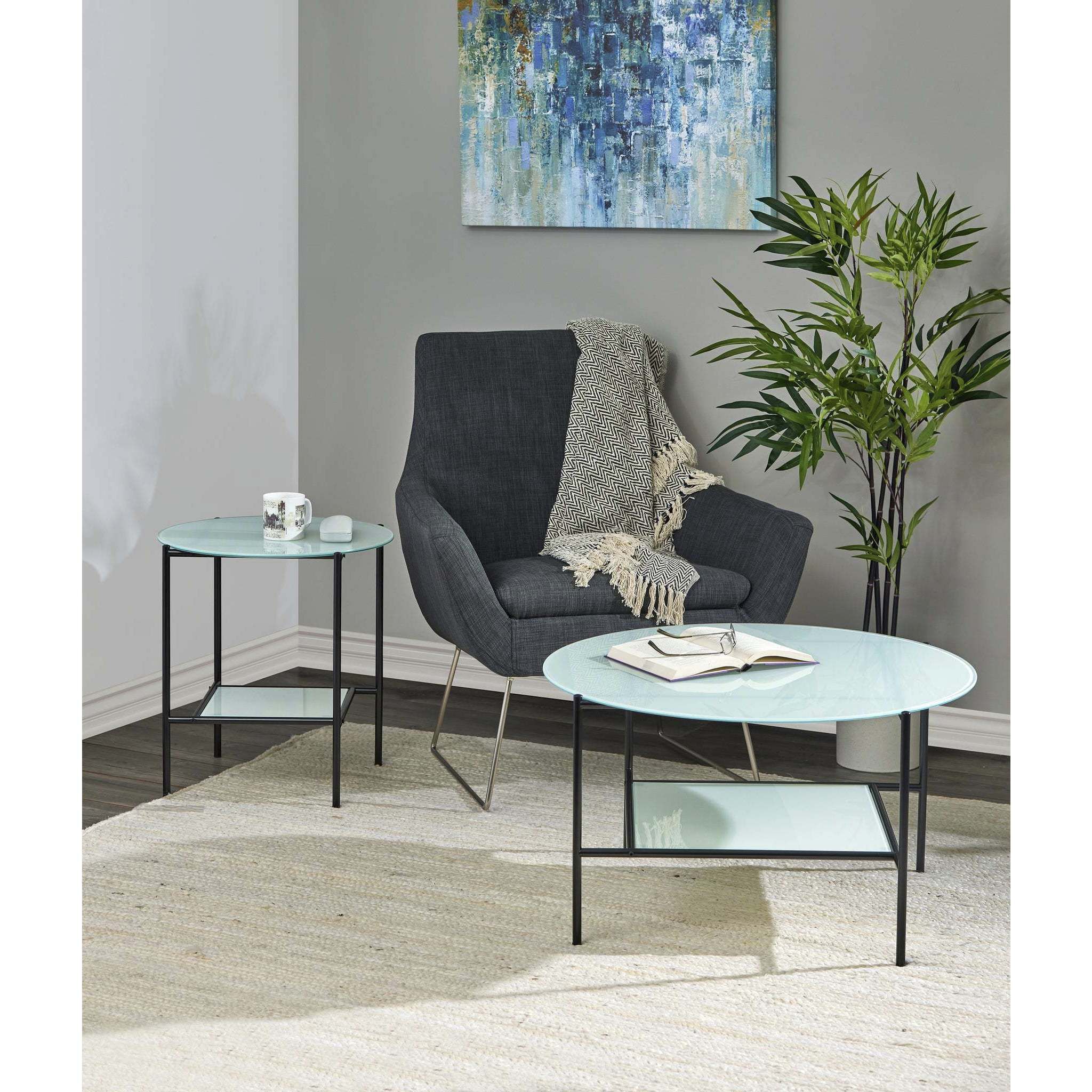 Stephen 31 X 17.75 inch Black and White Coffee Table