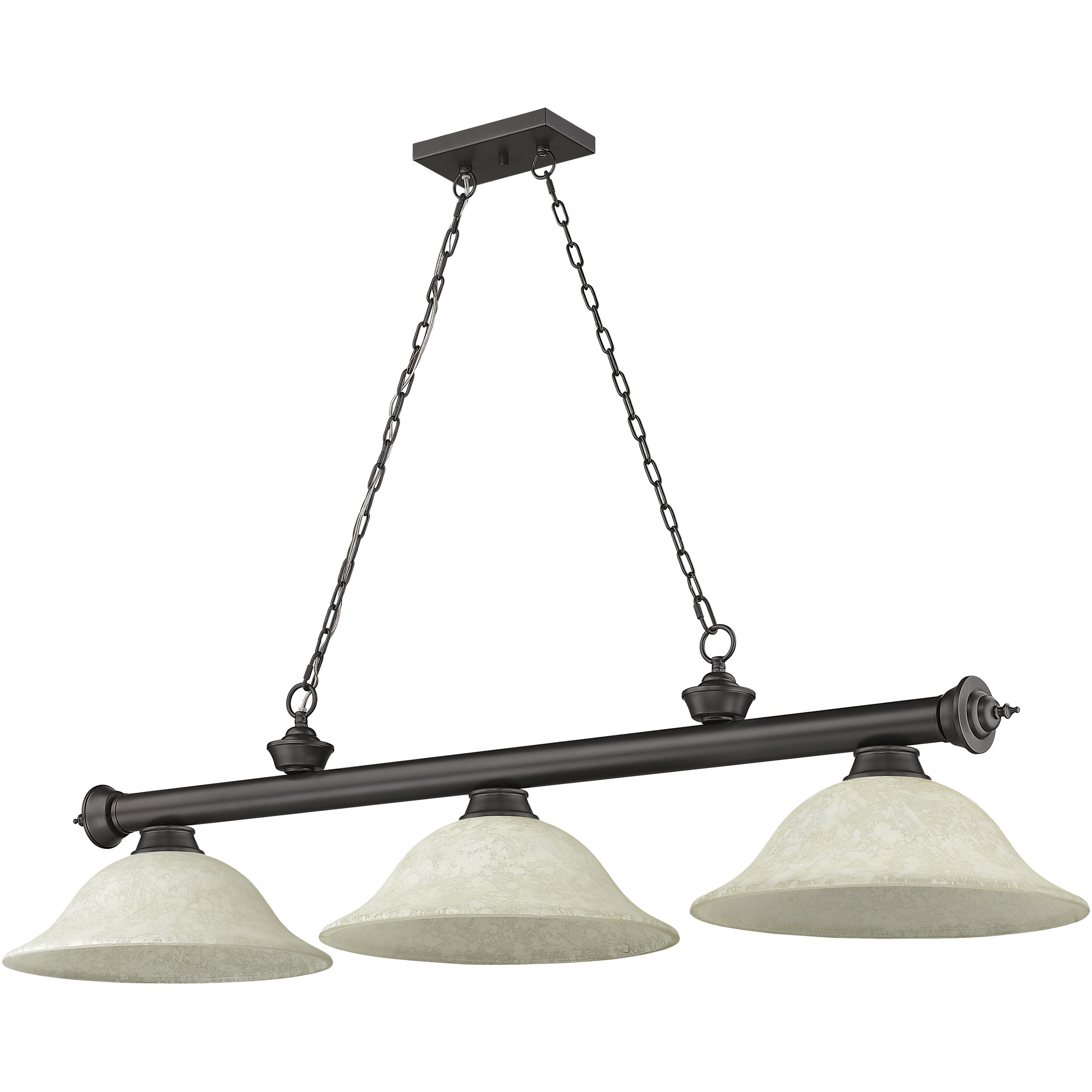 Cordon 3 Light 58 inch Bronze Billiard Ceiling Light in Golden Mottle Glass