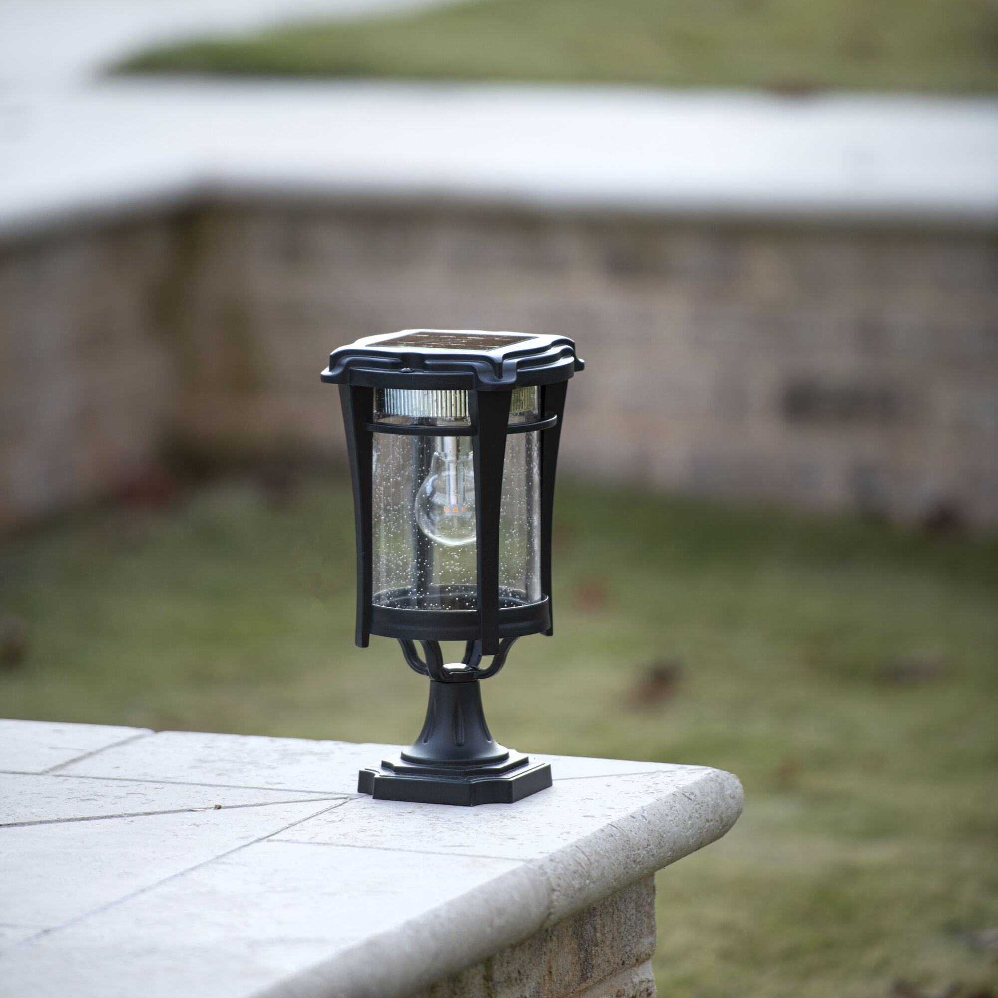 Aurora 1 Light 13 inch Black Outdoor Post Light, Solar