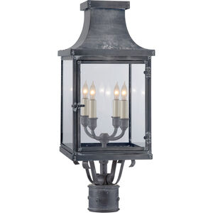 Chapman & Myers Bedford 4 Light 24.5 inch Weathered Zinc Outdoor Post Lantern, E.F. Chapman, Clear Glass