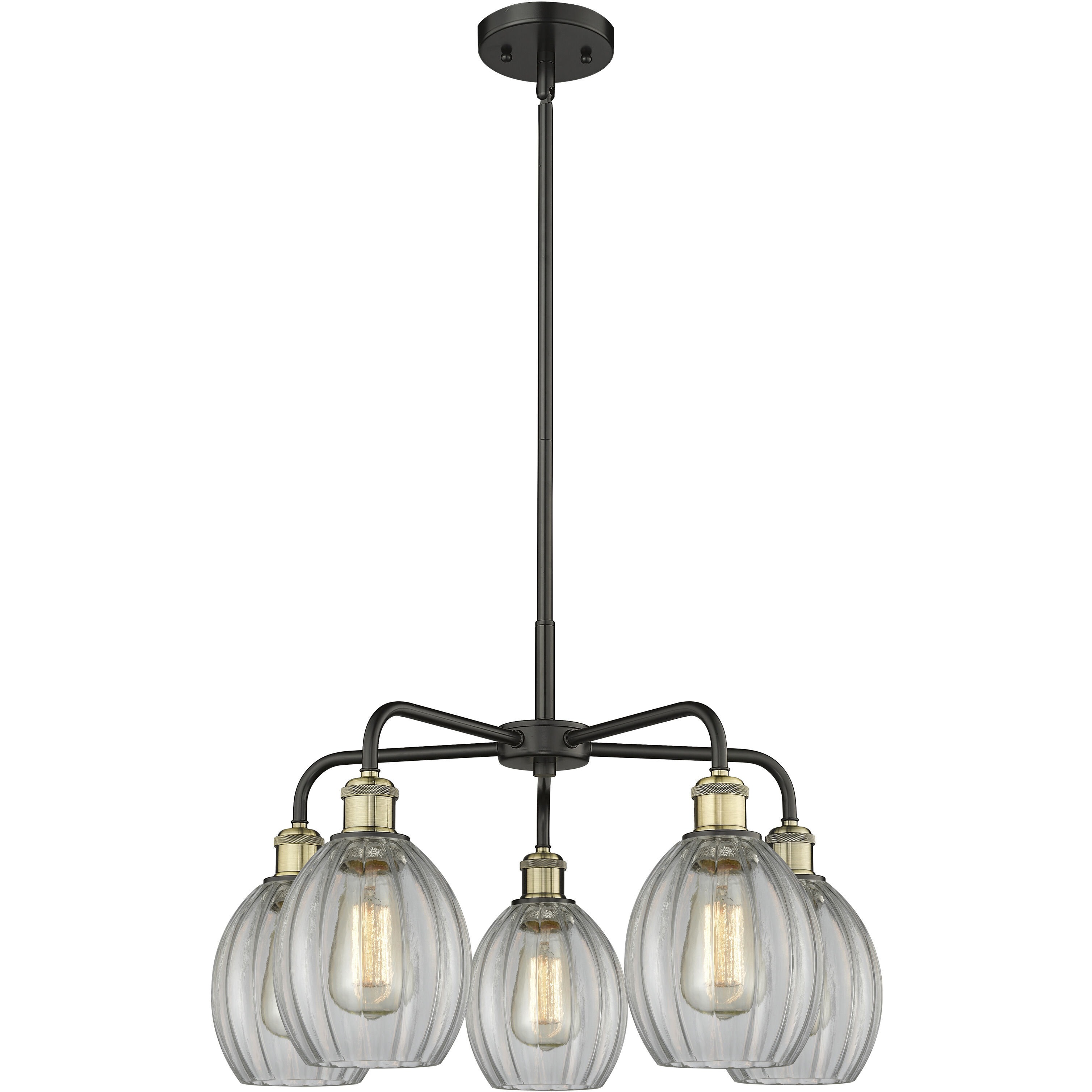 Eaton 5 Light 23.5 inch Black Antique Brass Chandelier Ceiling Light in Clear