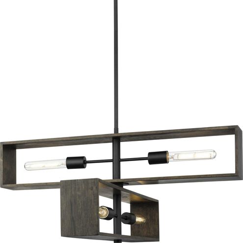 Boundary 4 Light 30 inch Matte Black Chandelier Ceiling Light, Design Series