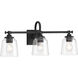 Antonia 3 Light 25.25 inch Coal Black Bath Vanity Light Wall Light