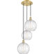 Ballston Athens Water Glass 3 Light 17 inch Satin Gold Multi-Pendant Ceiling Light