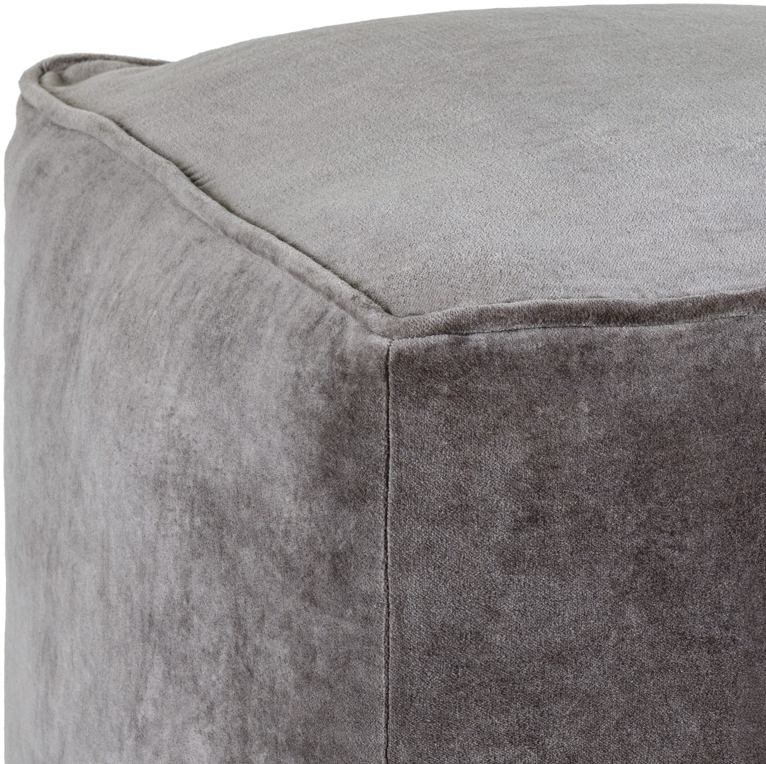Cotton Velvet 16 inch Pouf, Cube