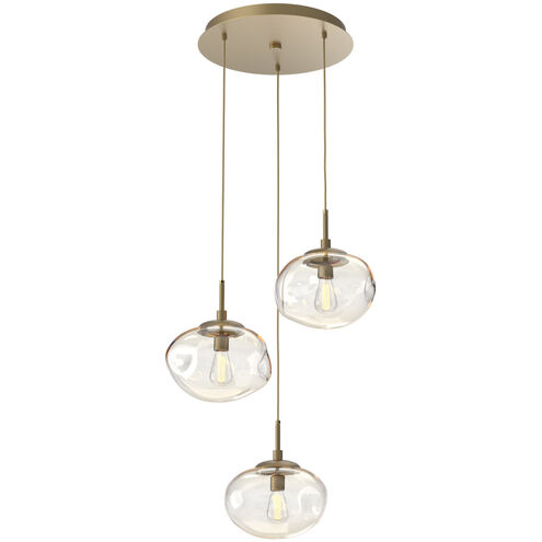 Nova Incandescent 3 Light Gilded Brass Chandelier Ceiling Light, Round Multi-Port