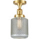 Franklin Restoration Stanton LED 6 inch Satin Gold Semi-Flush Mount Ceiling Light, Franklin Restoration