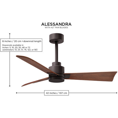 Atlas Alessandra 42 inch Matte Black Indoor/Outdoor Ceiling Fan