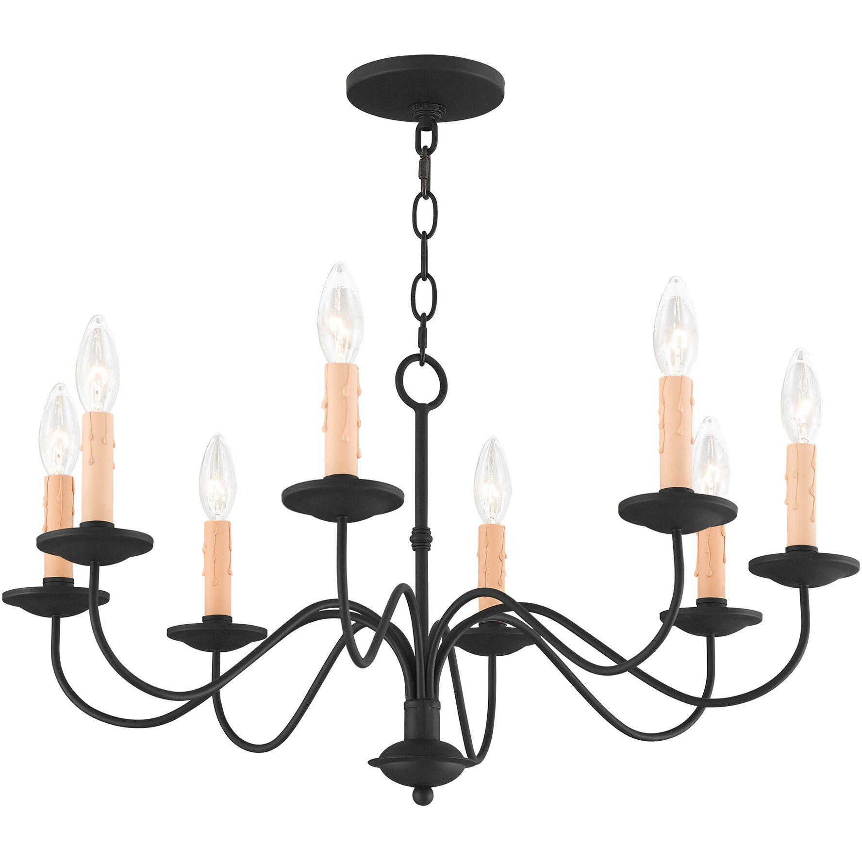 Heritage 8 Light 25 inch Black Chandelier Ceiling Light
