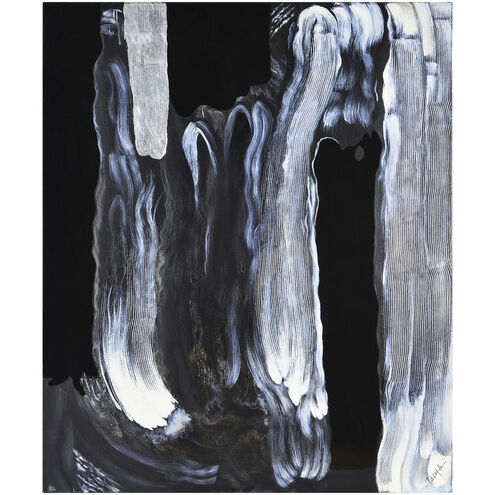 Karaka Silver Leaf and Solid Black Canvas Art