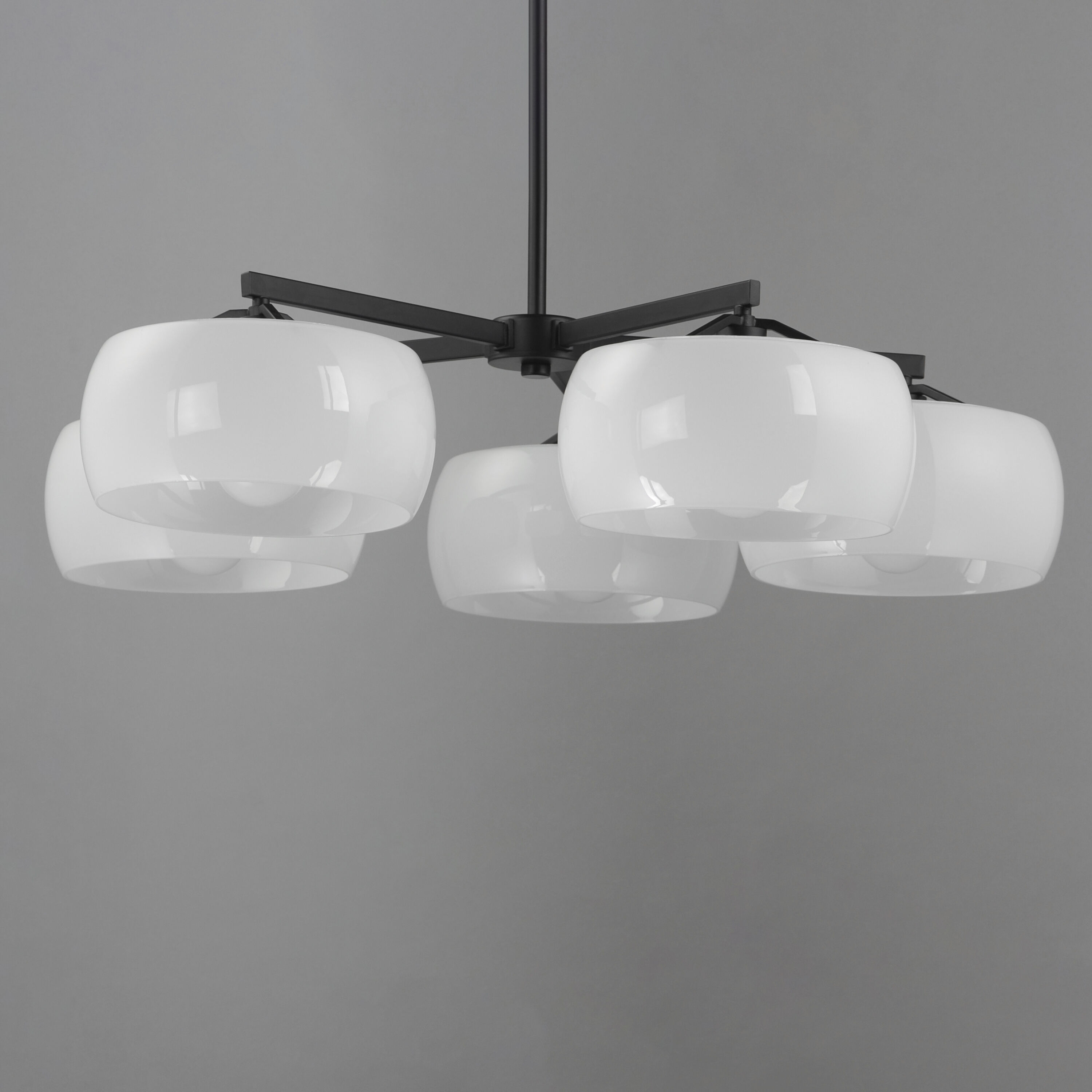 Glazed 5 Light 36 inch White and Black Chandelier Ceiling Light