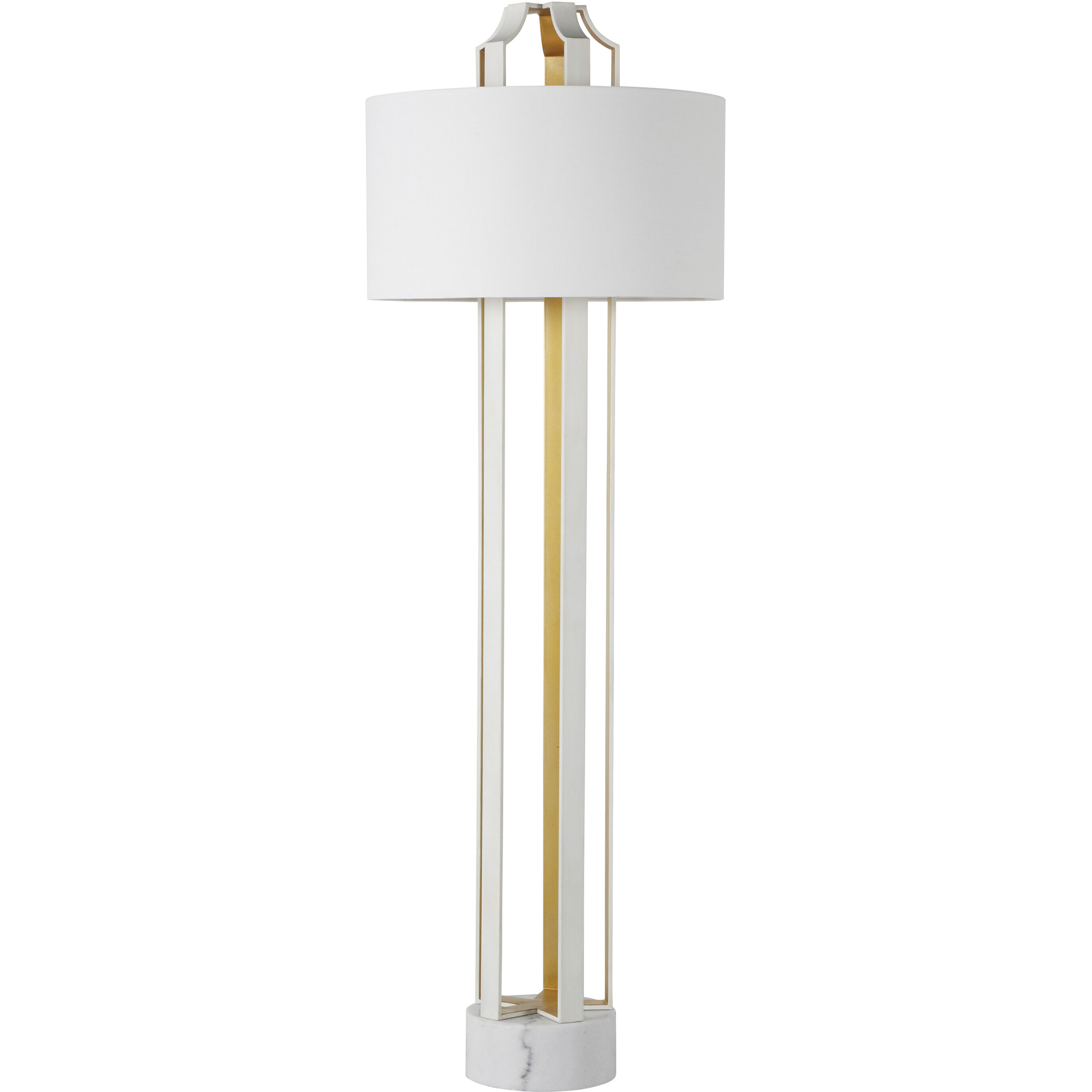 Krista 80 inch Coral White and Vintage Gold with White Linen Floor Lamp Portable Light