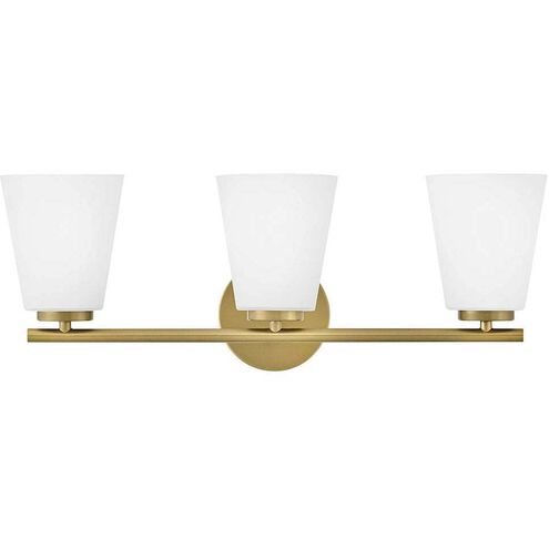 Bri 3 Light 24 inch Lacquered Brass Bath Light Wall Light