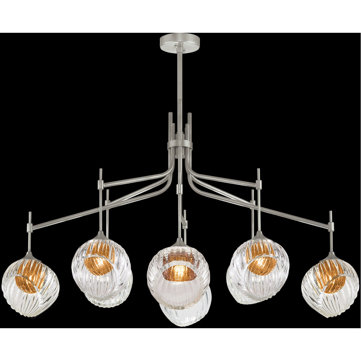Nest Pendant Ceiling Light in Silver, Amber Studio Glass