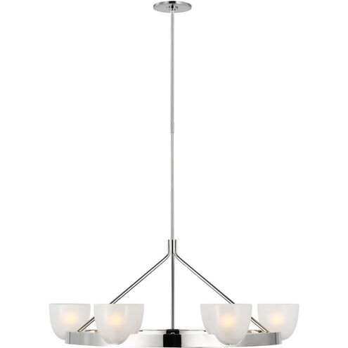 AERIN Carola LED 36 inch Polished Nickel Ring Chandelier Ceiling Light in Frosted Glass, Large