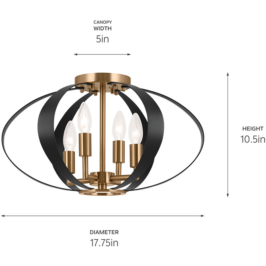 Cecil LED 17.75 inch Champagne Bronze with Black Flush Mount Ceiling Light
