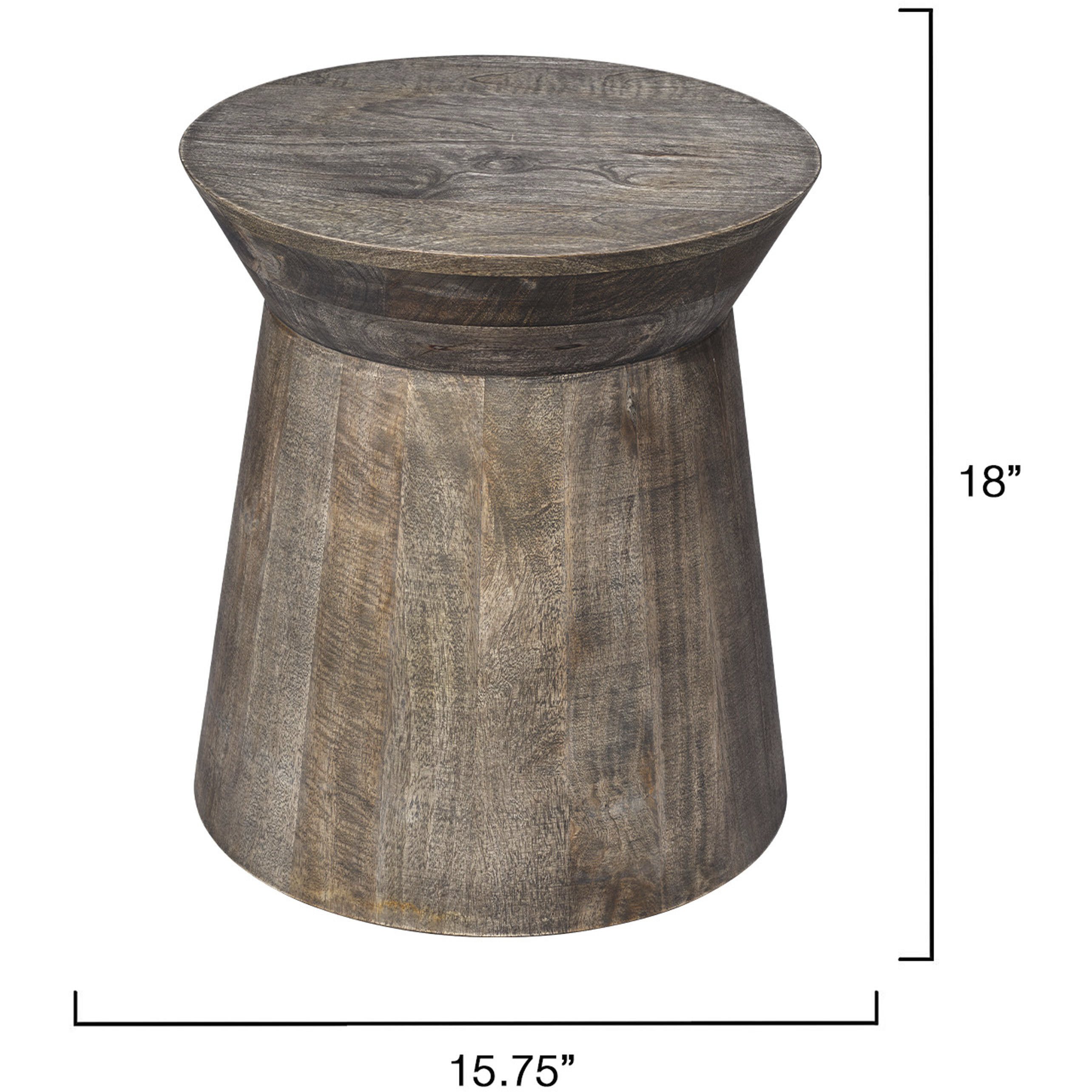 Porcini 18 X 15.75 inch Grey Wash Side Table, Inline