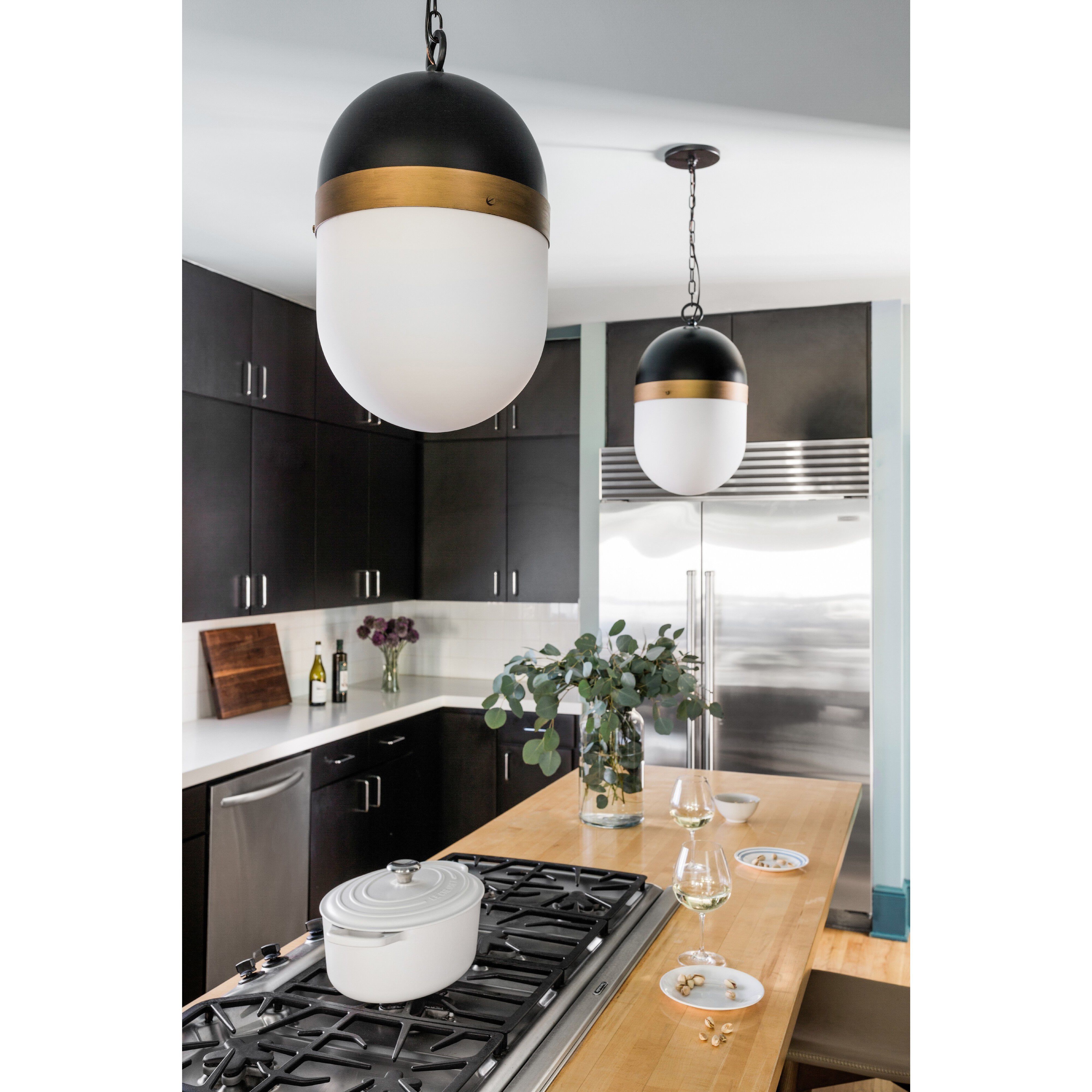 Capsule 3 Light 12.25 inch Matte Black/Textured Gold Outdoor Pendant, Brian Patrick Flynn