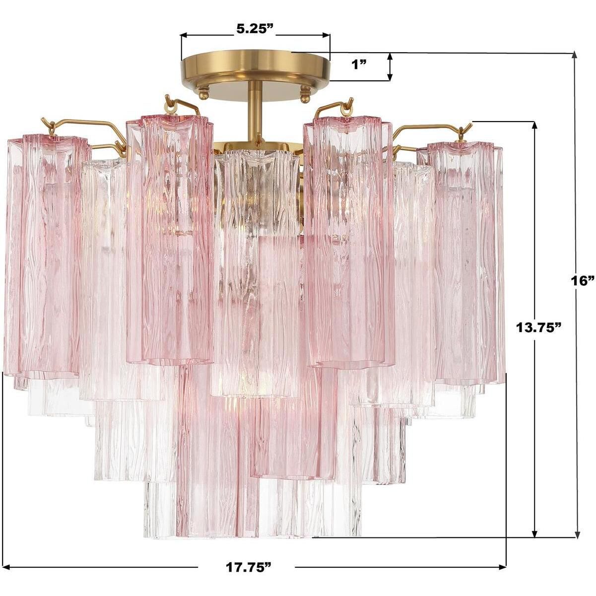 Addis 4 Light 17.75 inch Aged Brass Semi Flush Ceiling Light in Spring