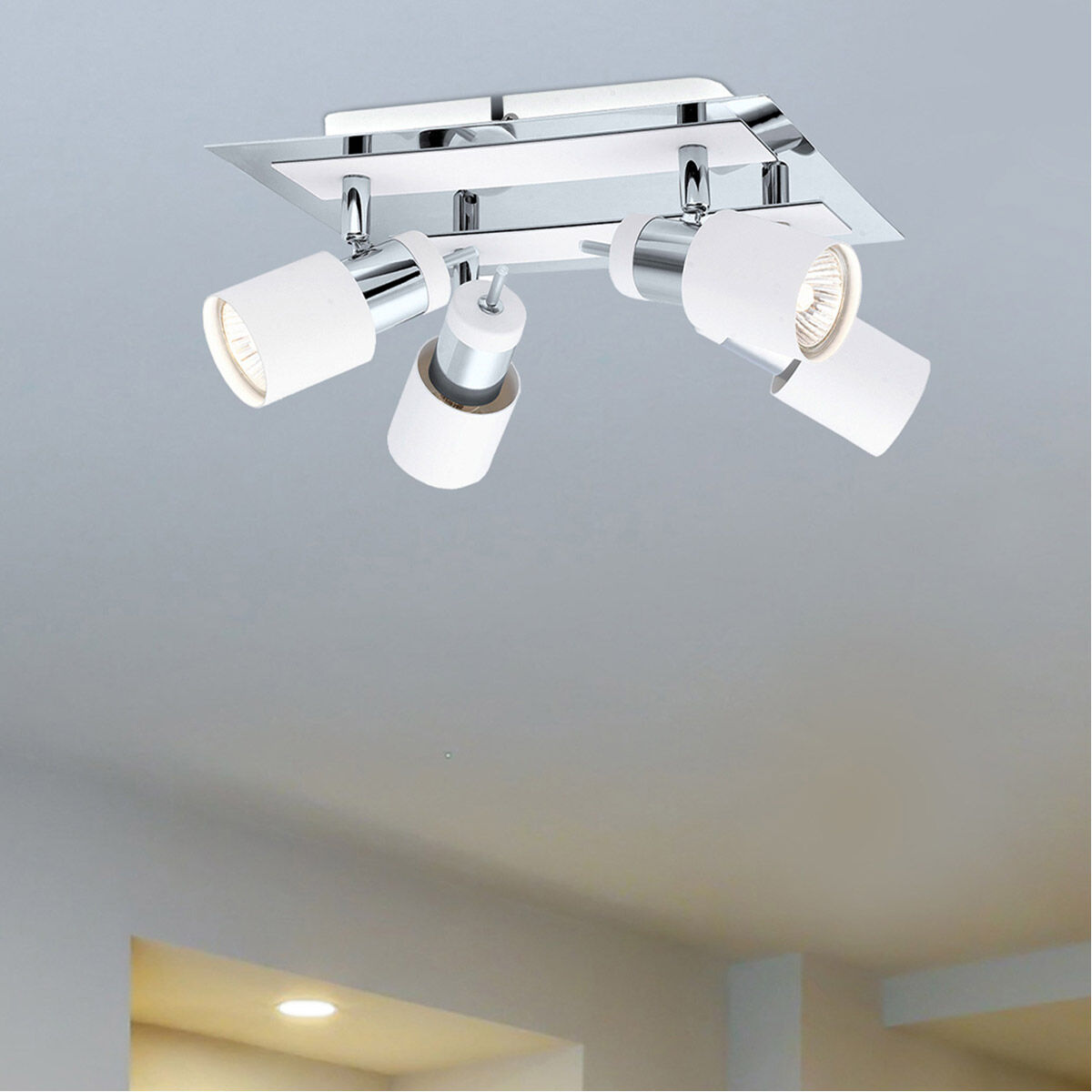 Davida 4 Light 9.45 inch Chrome and White Semi-Flush Mount Ceiling Light