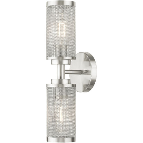 Industro 2 Light 5 inch Brushed Nickel Sconce Wall Light